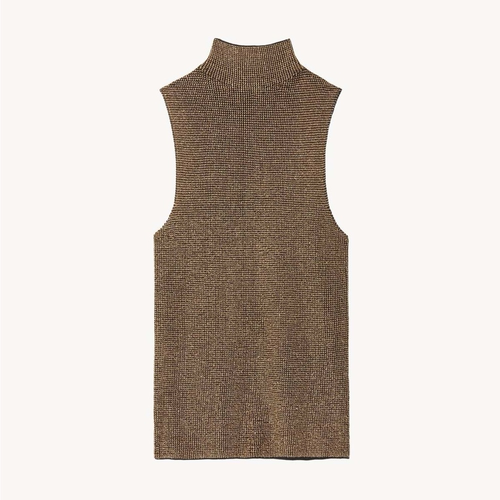 Nili Lotan Cruz Gold & Black Metallic Mock Neck